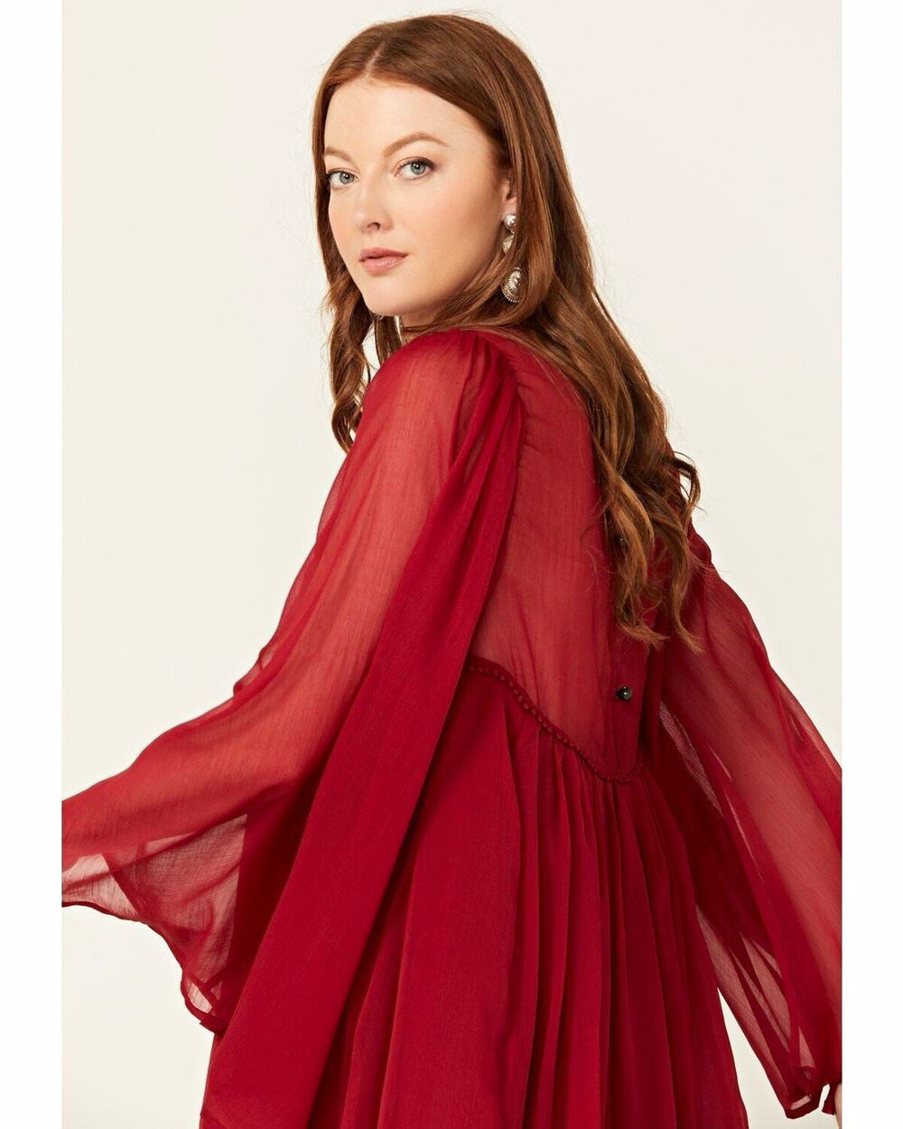 FREE PEOPLE WOMEN'S SUNSHINE OF LOVE LONG SLEEVE MINI DRESS Size L